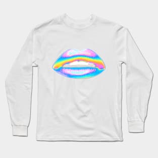 New Holographic Lips on Pink Long Sleeve T-Shirt